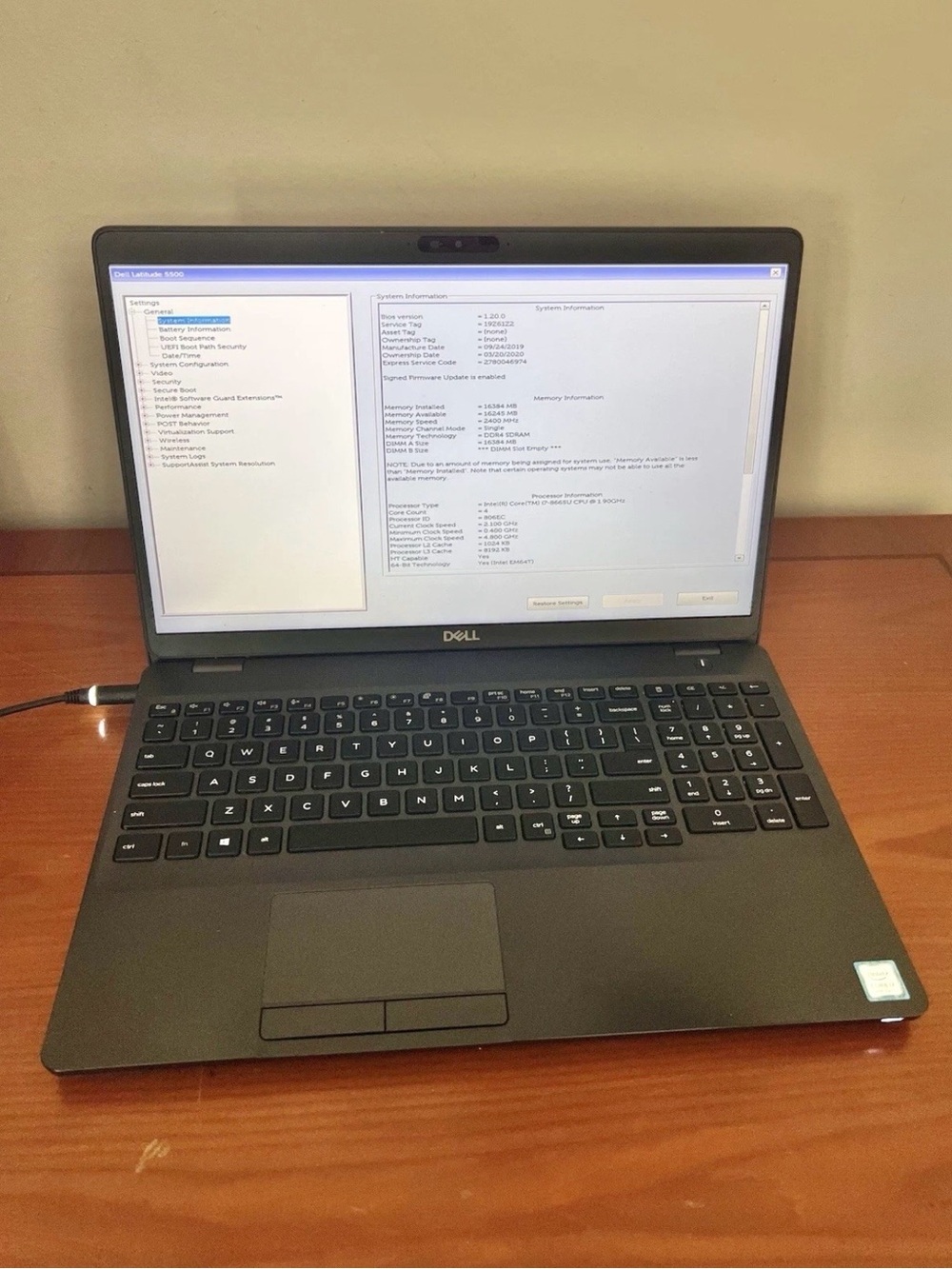 Dell Latitude 5500 Intel Core i7-8665u 1.90Ghz 16GB Ram 256GB SSD.